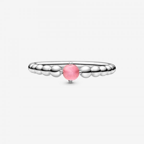 PANDORA Anello petalo rosa decorato con sfere