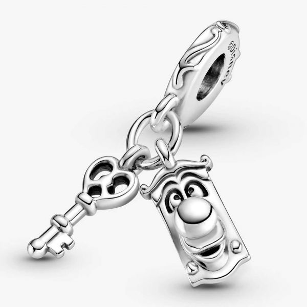 PANDORA Alice nel paese delle meraviglie Disney, charm pendente Chiave e signor Serratura