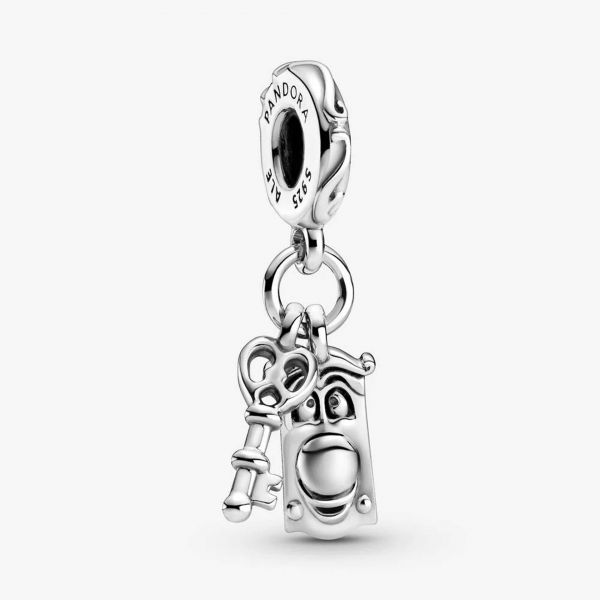 PANDORA Alice nel paese delle meraviglie Disney, charm pendente Chiave e signor Serratura