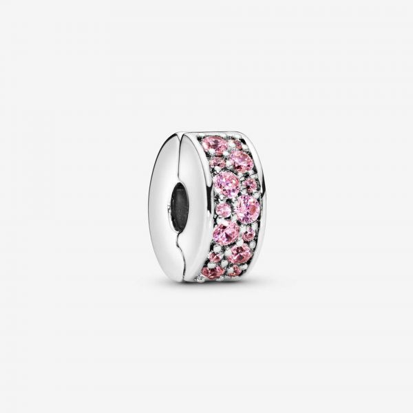 PANDORA Clip con pavé rosa