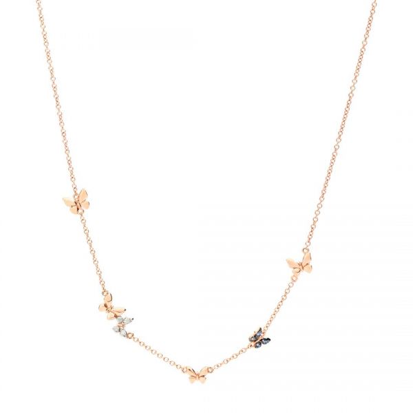 DoDo Collana Farfalle Oro Diamanti e Zaffiri