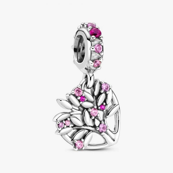 PANDORA Charm pendente a cuore rosa Albero della famiglia