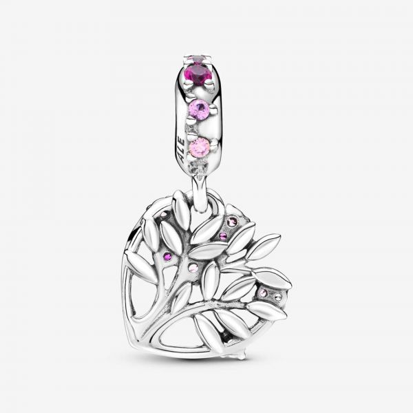 PANDORA Charm pendente a cuore rosa Albero della famiglia