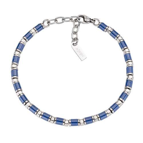 AMEN  Bracciale in Acciaio e Ceramica Blu