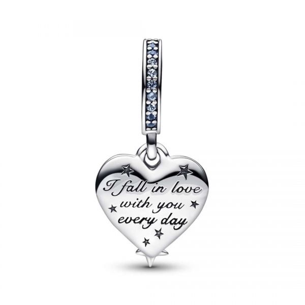 PANDORA Pendente Cuore e Stelle Blu