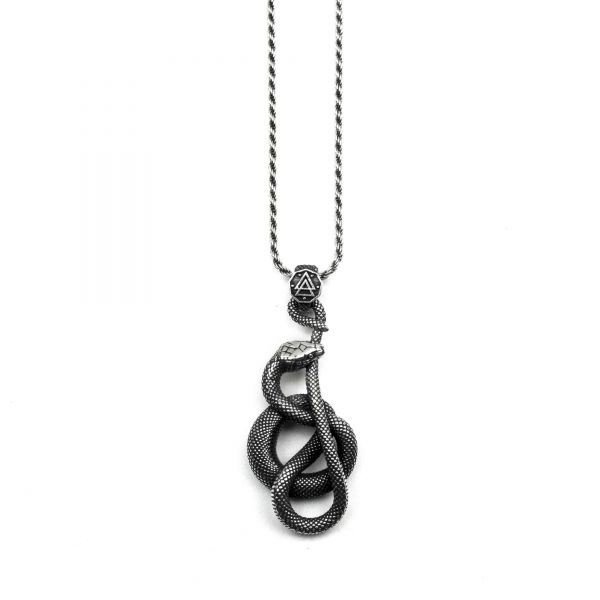 NOVE25 COLLANA SERPENTE UROBORO / ARGENTO BRUNITO LUCIDO