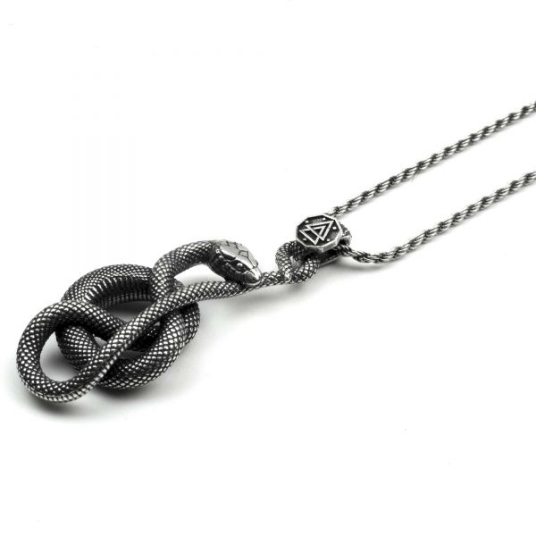 NOVE25 COLLANA SERPENTE UROBORO / ARGENTO BRUNITO LUCIDO