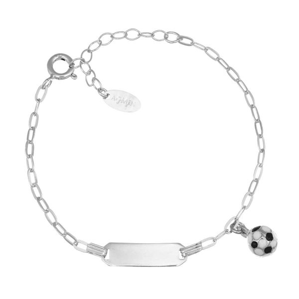 AMEN  Bracciale Junior con Targhetta e Pallone da Calcio