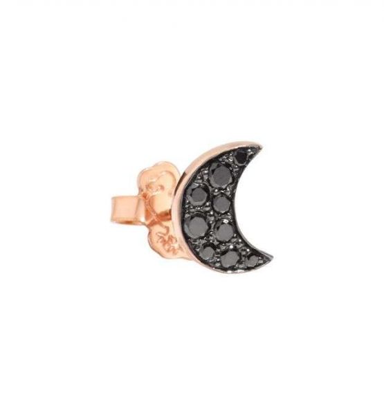 DoDo Mono Orecchino Luna Oro Rosa E Diamanti Black 