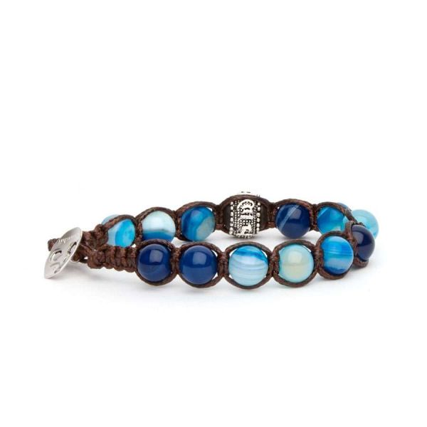 TAMASHII TAMASHII Bracciali Pietra Dura con Ruota della Preghiera Agata blu striata