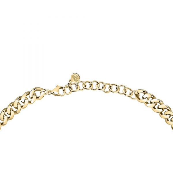 CHIARA FERRAGNI CHAIN NECKLACE YELLOW GOLD+GREEN CZ 33+7CM