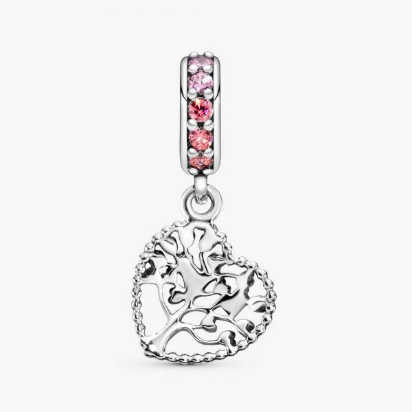 PANDORA Charm pendente Albero della famiglia rosa