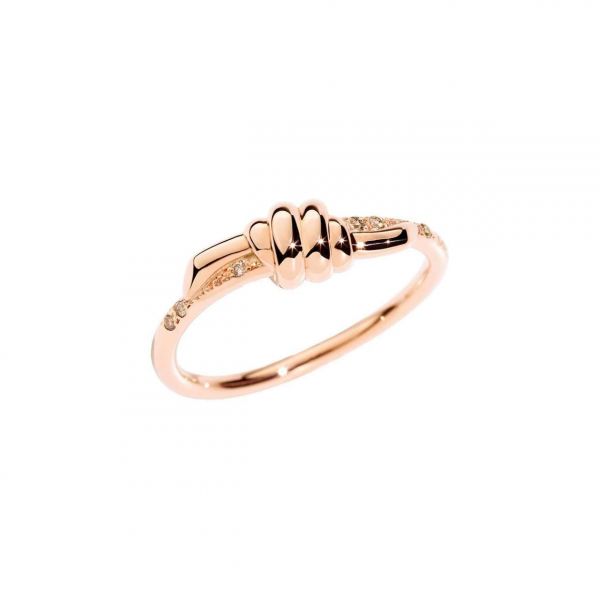 DoDo anello nodo in oro rosa 9kt con 6 diamanti brown (ct 0,03) - misure 46-60   
