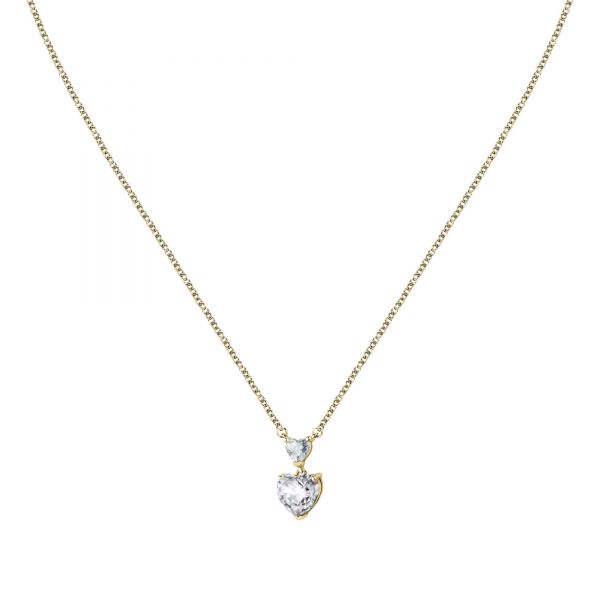 CHIARA FERRAGNI DIAMOND HEART YELLOW GOLD CHAIN& PENDANT  WHITE CZ 38+4CM