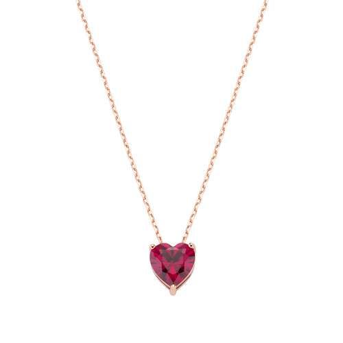 AMEN  Collana Solitario Cuore Rubino 