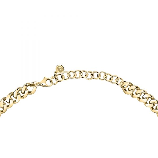 CHIARA FERRAGNI CHAIN NECKLACE YELLOW GOLD+GREEN CZ 38+4CM