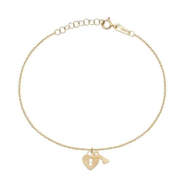 AMEN  Bracciale Cuore e Chiave Oro 9kt