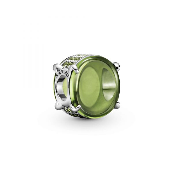 PANDORA Charm con pietra cabochon ovale verde