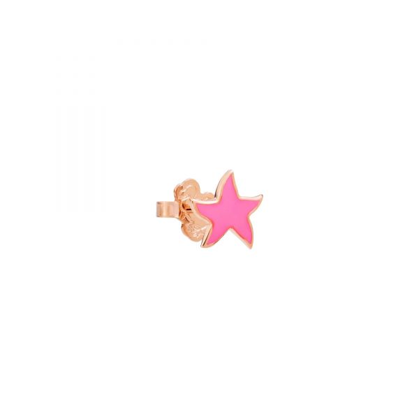 DoDo Orecchino Stella In Oro Rosa 9kt e Smalto Rosa Fluo