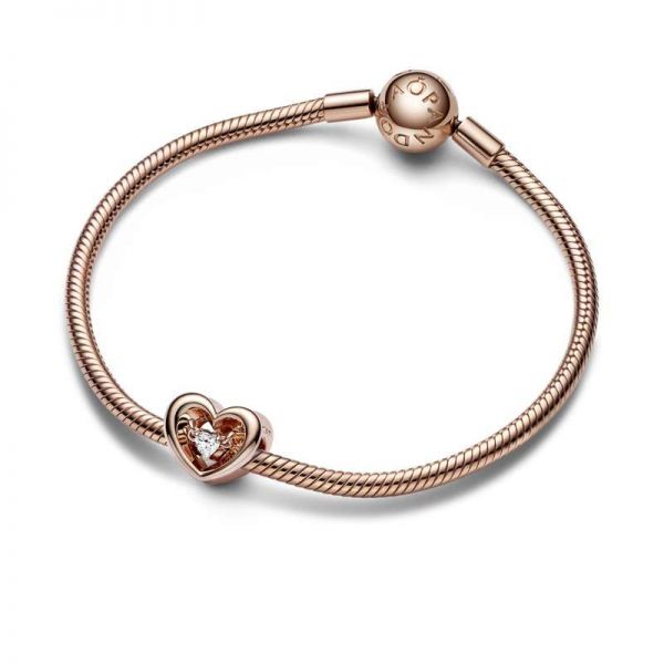 PANDORA Charm Cuore Splendente con Pietra Rose