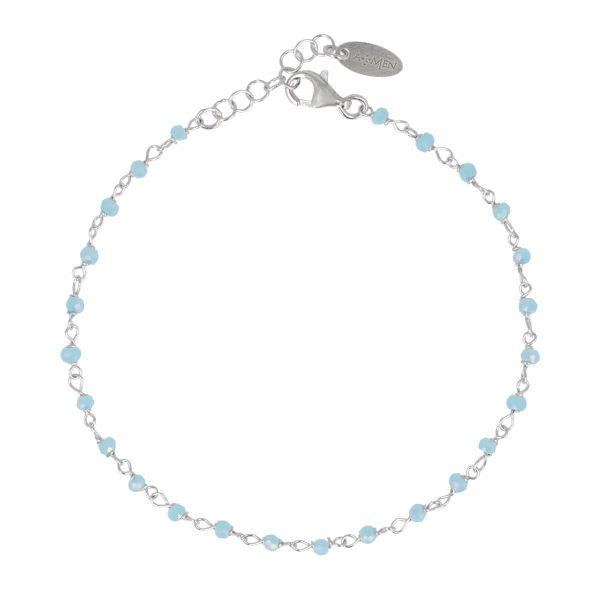 AMEN  Bracciale in Argento con Cristalli Azzurri