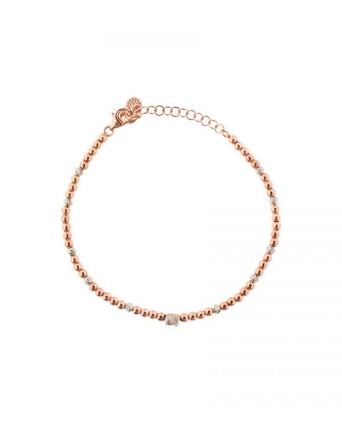 ALISEI Bracciale Palline Mix Diamantate e Tubetto Ag925 Rose e Rodio ALISEI