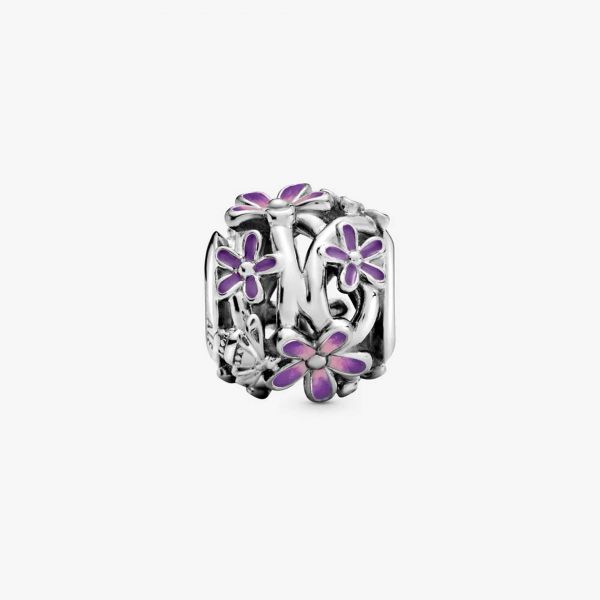 PANDORA Charm Margherita viola con lavorazione openwork