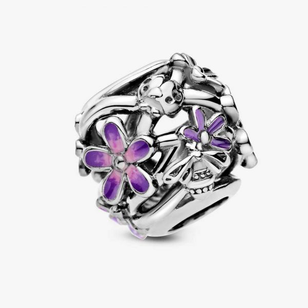 PANDORA Charm Margherita viola con lavorazione openwork