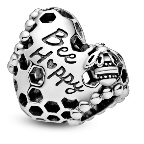 PANDORA Charm a cuore Nido d'Ape Bee Happy (Sii felice)