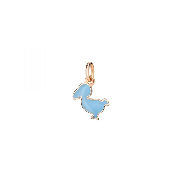 DoDo Ciondolo Dodo Junior Oro Rosa 9Ct E Smalto Azzurro Piccolo