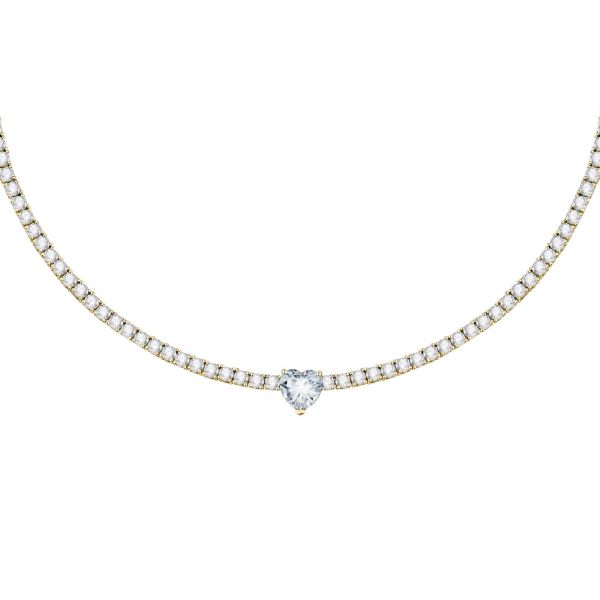CHIARA FERRAGNI DIAMOND HEART NECKLACE YELLOW GOLD+WHITE CZ 37+5CM