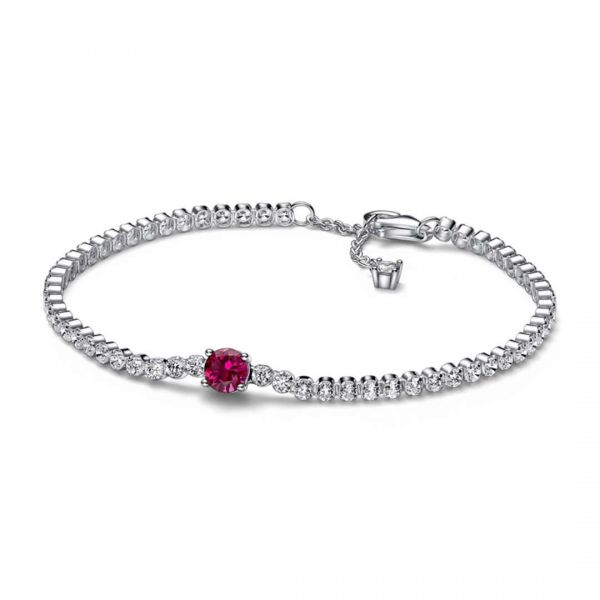 PANDORA Bracciale Tennis con Pietra Rossa