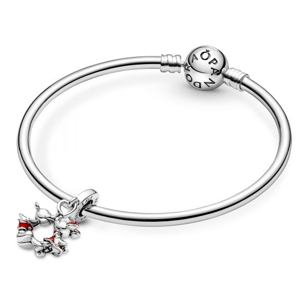 PANDORA Disney, charm Pendente Mickey Mouse & Minnie, Il Bacio