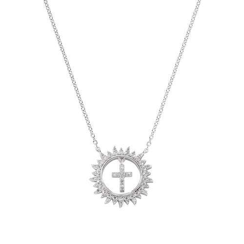 AMEN  Collana Croce nel Sole Zirconi 