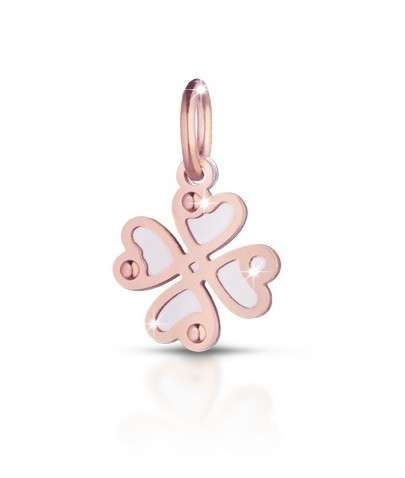leBebè ciondolo quadrifoglio oro rosa e argento