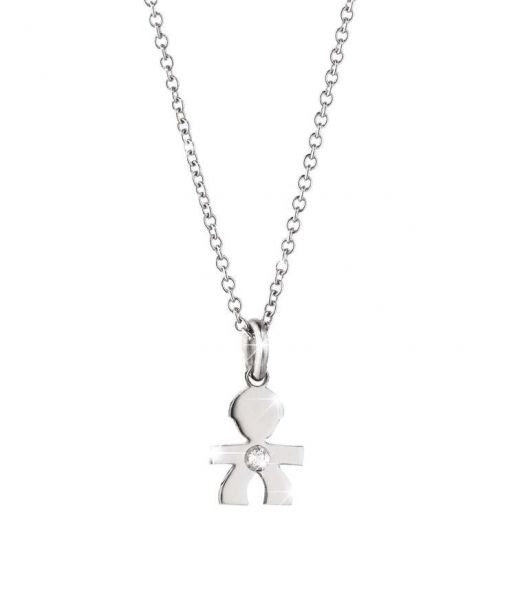 leBebè Collana Ciondolo Bimbo Oro Bianco e Diamante