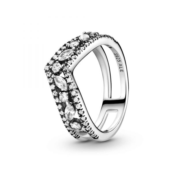 PANDORA Anello chevron doppio taglio marquise scintillante