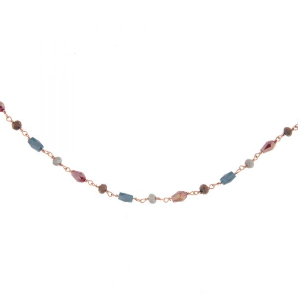 ALISEI C132- Collana rosario mix blu ag925 rosè cm 80