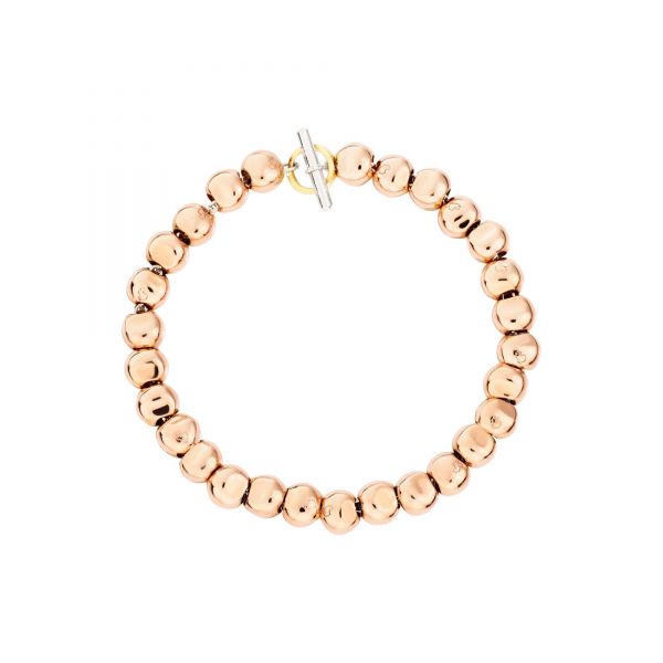 DoDo Bracciale Pepita in Oro Rosa 9K con brisè in Oro Giallo 18Kt e catena in Argento 925