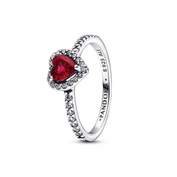 PANDORA Anello Cuore Rosso e Pavé