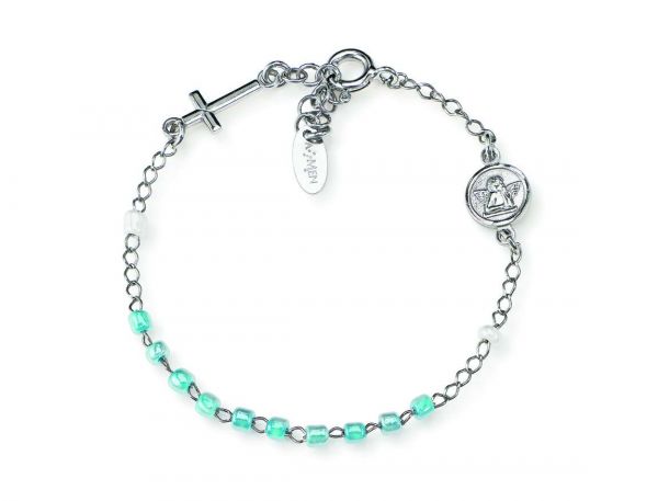 AMEN  Bracciale Rosario Junior  AG925  cristalli azzurri