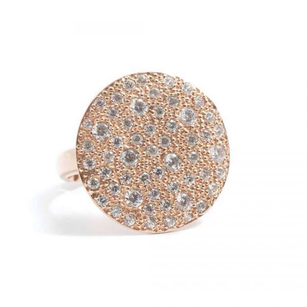 ALISEI Anello Tondo Grande Bianco ag925 rosè
