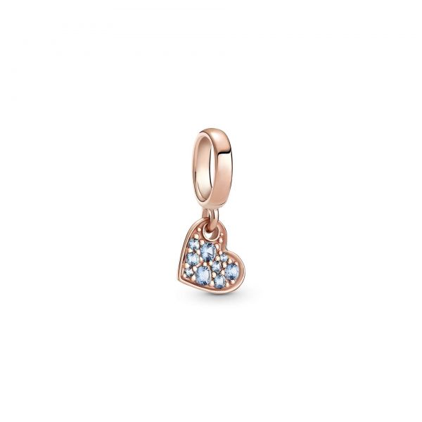 PANDORA Charm Pendente Cuore  Azzurro 