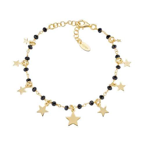 AMEN  Bracciale Charm Dorato Elegance Cristalli Neri