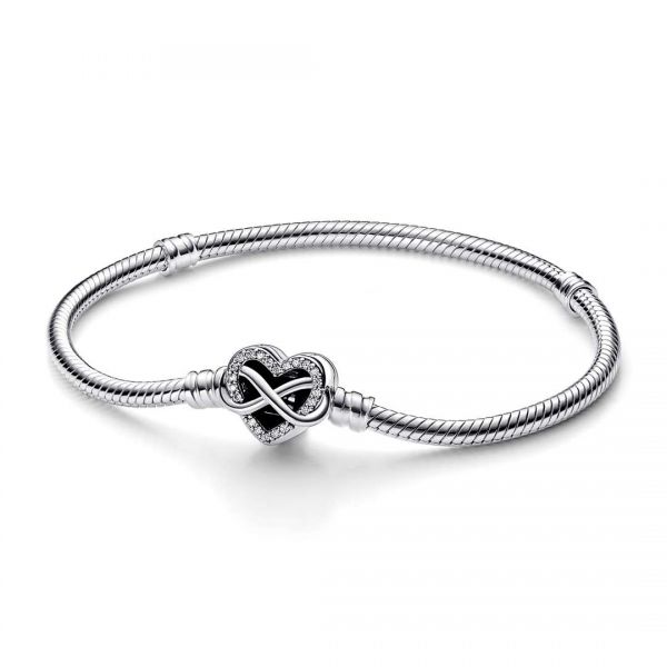 PANDORA Bracciale con Chiusura Cuore Infinito Pietre Luminose