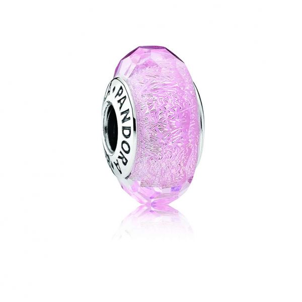 PANDORA Charm in vetro di Murano rosa sfaccettato