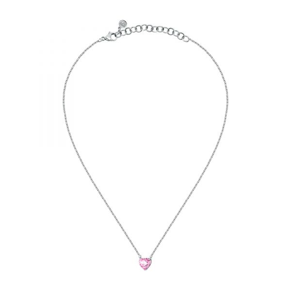 CHIARA FERRAGNI DIAMOND HEART SILVER CHAIN& PENDANT  PINK CZ 38+4CM