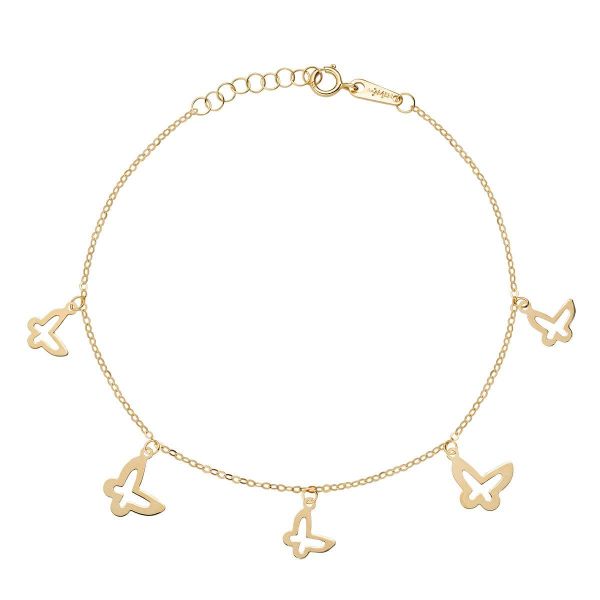 AMEN  Bracciale Farfalle Charm Oro 9kt