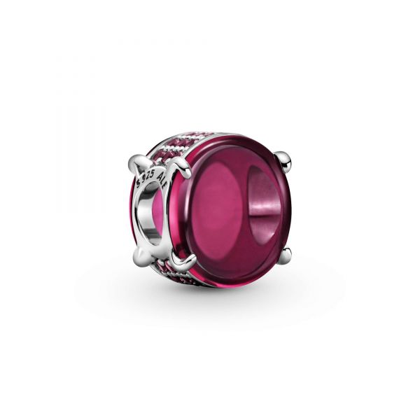 PANDORA Charm con pietra cabochon ovale fucsia