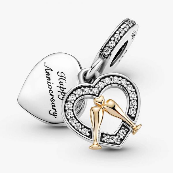 PANDORA Charm pendente bicolore Buon compleanno